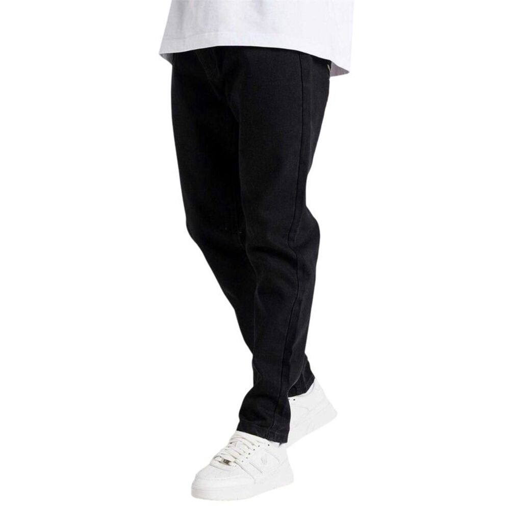 SikSilk Mens St Jean Denim Floral Embroidery Regular Jeans / Black